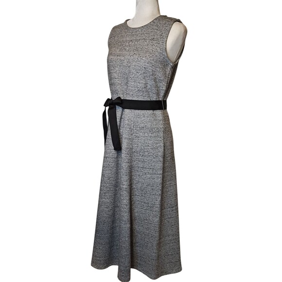 J.Crew Dress Womens 6 Heather Gray Sleeveless Midi A-Line Knit Belted Back Zip - Picture 2 of 14